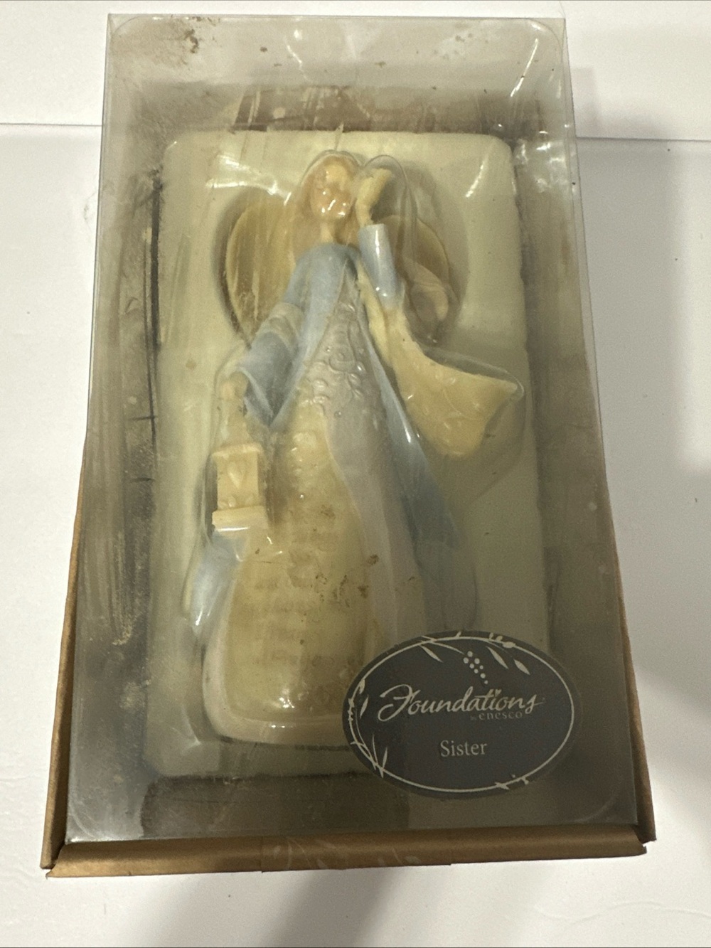 Enesco Cream and Blue 'Sister' Angel Figurine